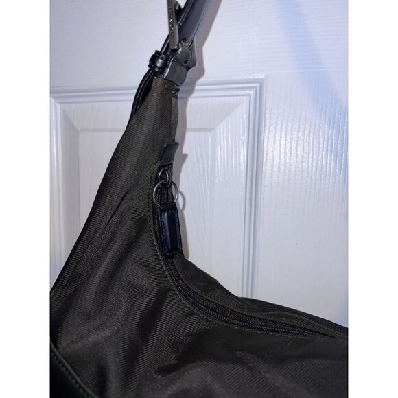 COACH Neoprene Nylon Dark Green Leather Handle Satchel Handbag - Picture 4 of 16